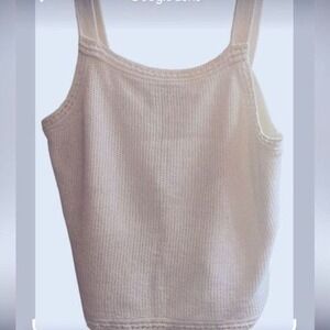 NWT BananaRepublic White Knit Cami Tank Top Size XL